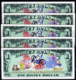 2002 Disney Dollars One $1 Series A Steamboat Willie 5 Consecutive Uncirculated