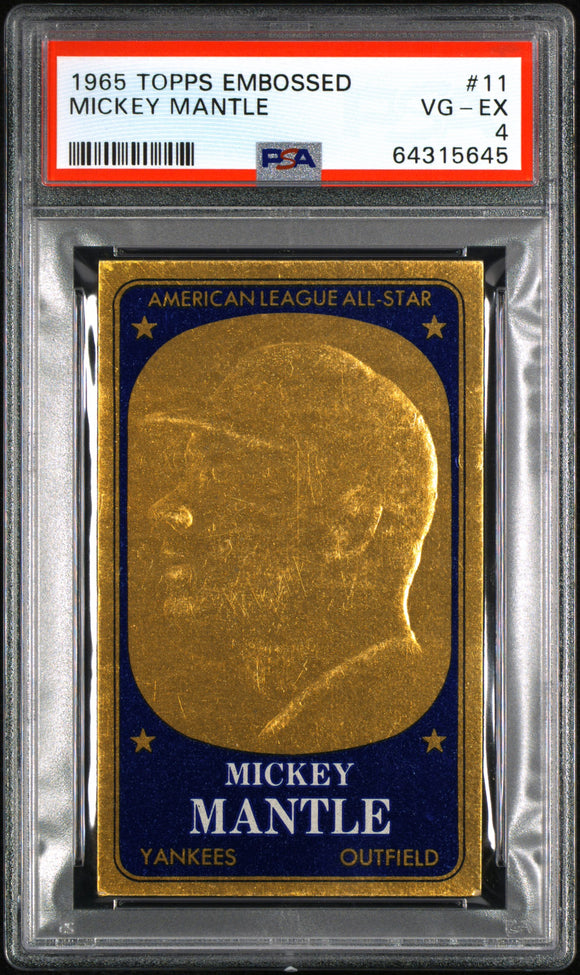 PSA 4 1965 Topps Embossed #11 Mickey Mantle