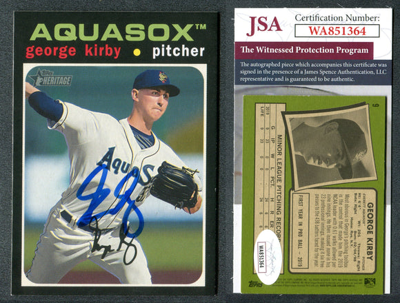 George Kirby 2020 Topps Heritage Minors #9  Autographed Card JSA #6