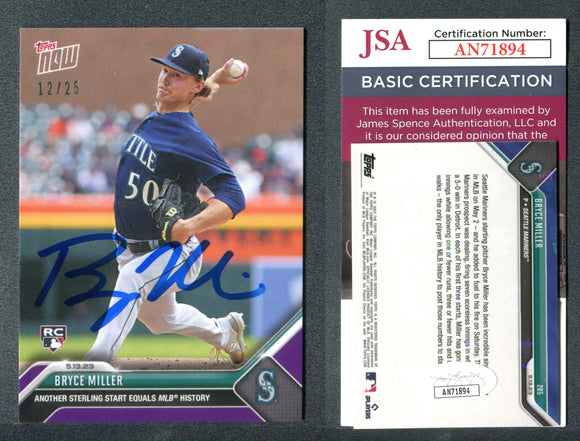 Bryce Miller 2023 Topps Now Purple #285 /25 Autographed Card JSA #8
