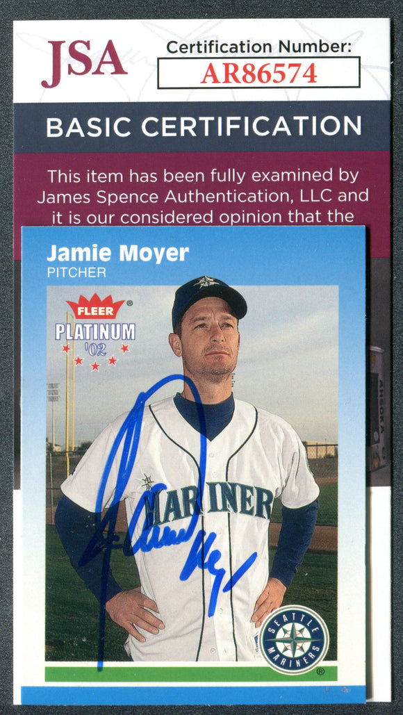 Jamie Moyer 2002 Fleer Platinum #54 Seattle Mariners Autographed Signed Card JSA