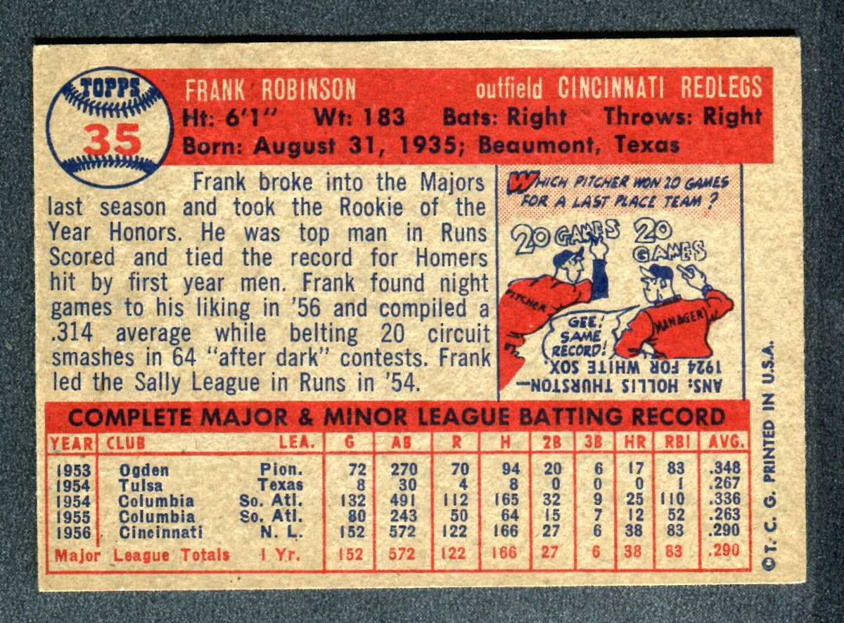 1957 Topps 35 Frank Robinson RC Northwest Sportscards
