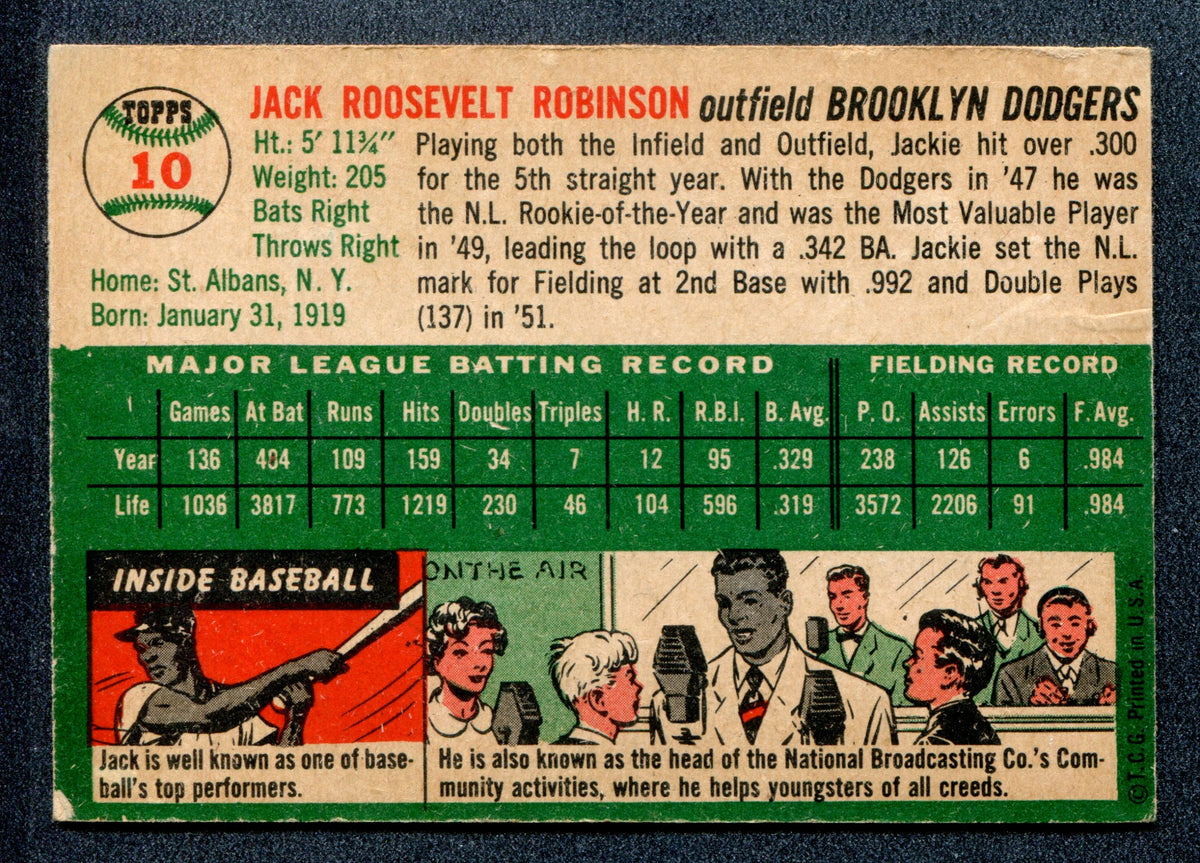 1954 Topps 10 Jackie Robinson VGEX Northwest Sportscards