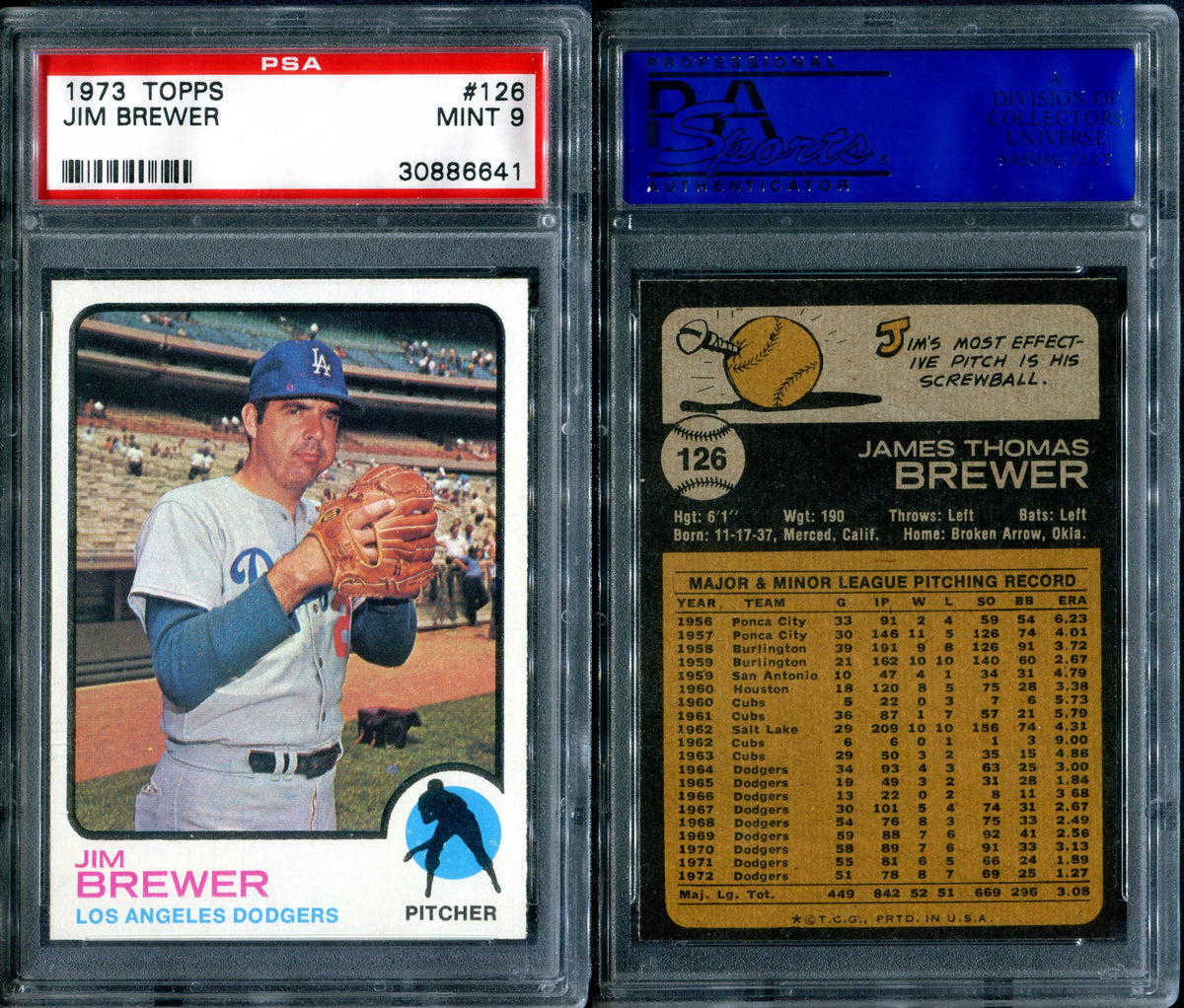 PSA 9 1973 Topps 126 Jim Brewer Northwest Sportscards
