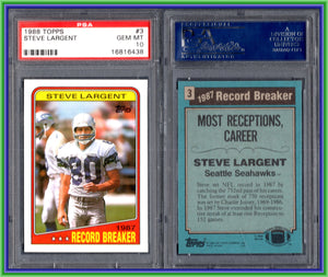 PSA 10 1988 Topps #3 Steve Largent Record Breaker Seattle Seahawks POP42 #11243