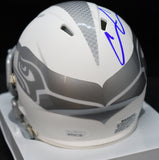 Chris Carson Signed Seahawks Ice White Mini Helmet JSA COA