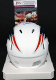 Jacob Hollister Signed Patriots Matte White Mini Helmet Super Bowl Champs Insc w/JSA COA