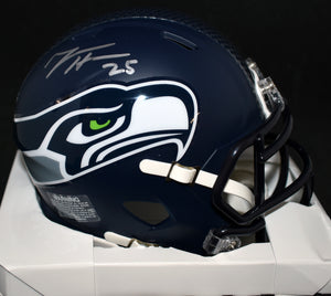 Travis Homer Signed Seahawks Speed Mini Helmet