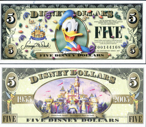 2005 Disney Dollars Five $5 Series T Donald Duck Uncirculated