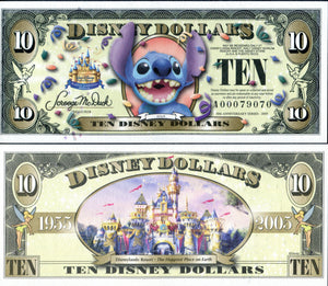 2005 Disney Dollars Ten $10 Series A Stitch Uncirculated