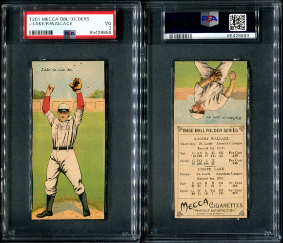 PSA 3 1911 Mecca Double Folders T201 #26 Joe Lake Bobby Wallace POP36