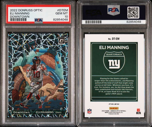 2022 Donruss Optic Downtown Eli Manning PSA 10