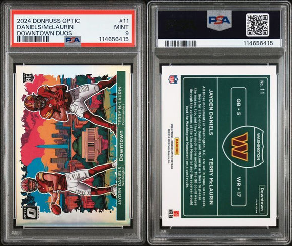 2024 Donruss Optic Downtown Duos #11 Jayden Daniels/Terry McLaurin PSA 9