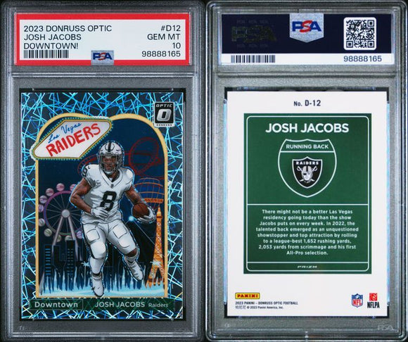 2023 Donruss Optic Downtown #D12 Josh Jacobs PSA 10