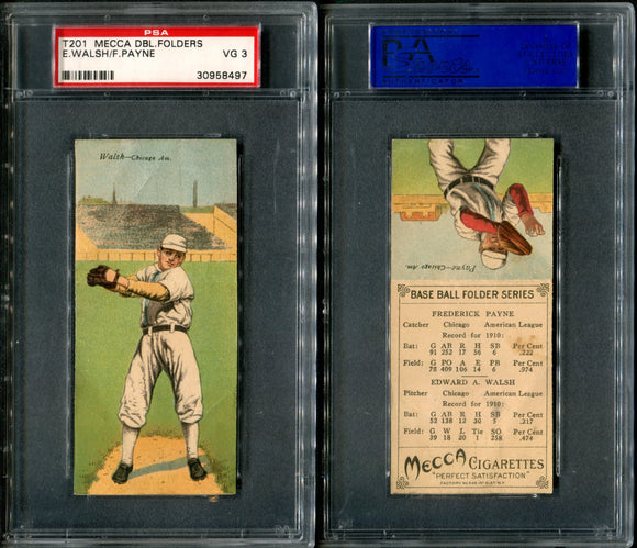 PSA 3 1911 Mecca Double Folders T201 #47 Ed Walsh Fred Payne POP28