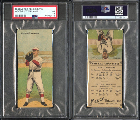PSA 3 1911 Mecca Double Folders T201 #50 Sam Woodruff Otto Williams POP28