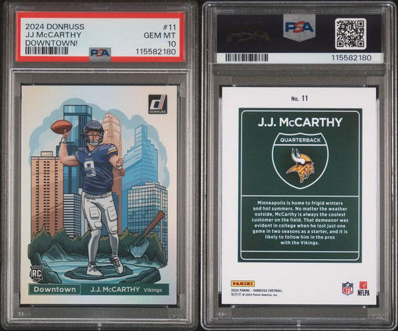 2024 Donruss Downtown! #11 J.J. McCarthy PSA 10