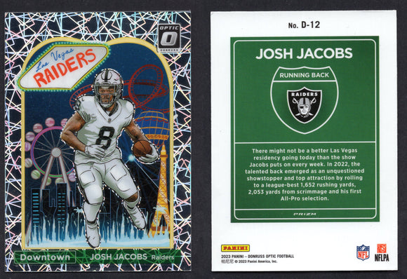 2023 Donruss Optic Downtown #D12 Josh Jacobs (Corner Wear)