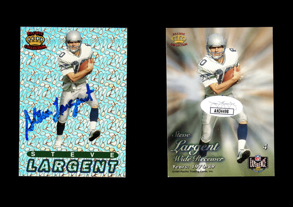 Steve Largent 1994 Pacific Crown NFL Experience Prisms Silver #4 Autographed Card Seattle Seahawks JSA #14