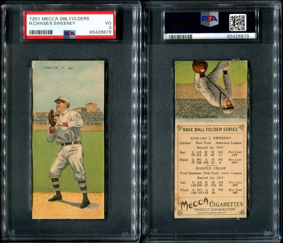 PSA 3 1911 Mecca Double Folders T201 #6 Hal Chase Ed Sweeney POP34