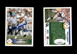Steve Largent 1992 Pacific Steve Largent #3 Hi-Steppin' Autographed Card Seattle Seahawks JSA #18