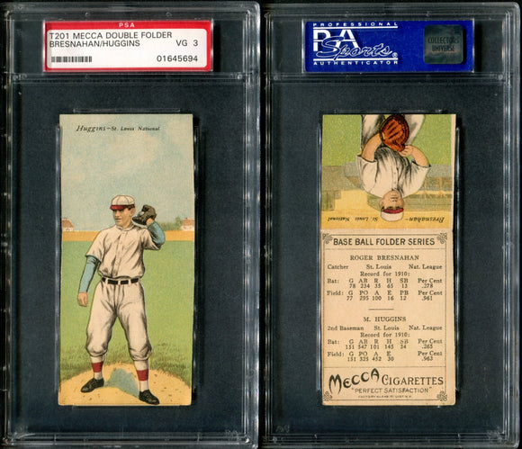 PSA 3 1911 Mecca Double Folders T201 #21 Miller Huggins Roger Bresnahan POP32