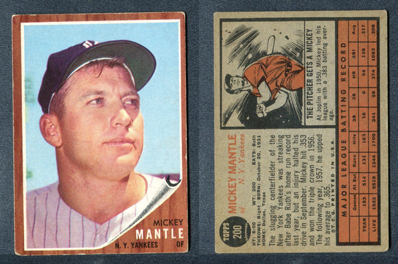 1962 Topps #200 Mickey Mantle (VG - Very Good)