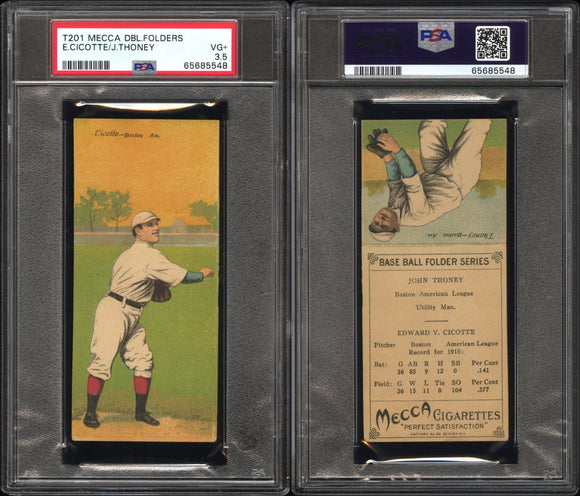 PSA 3.5 1911 Mecca Double Folders T201 #7 Eddie Cicotte Johny Thoney POP6