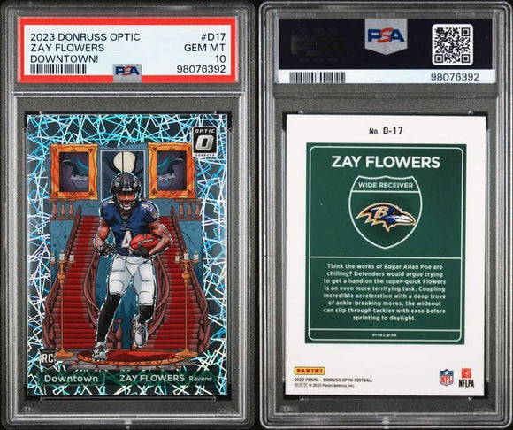 2023 Donruss Optic Downtown #D17 Zay Flowers PSA 10