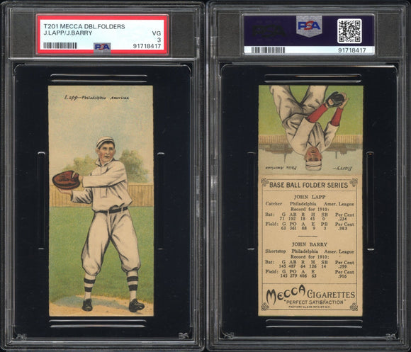 PSA 3 1911 Mecca Double Folders T201 #28 Jack Lapp Jack Barry POP32