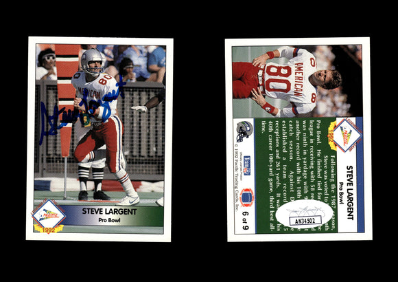 Steve Largent 1992 Pacific Steve Largent #6 Pro Bowl Autographed Card Seattle Seahawks JSA #21
