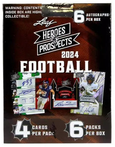 2024 Leaf Heroes & Prospects Football Hobby Box w/ 6 Autographs