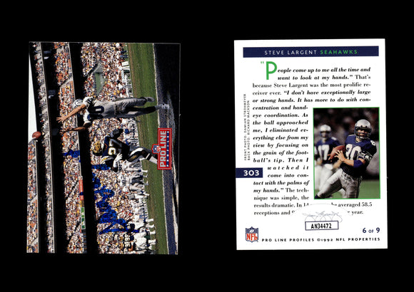 Steve Largent 1992 Pro Line Profiles #303 Autographed Card Seattle Seahawks JSA #28