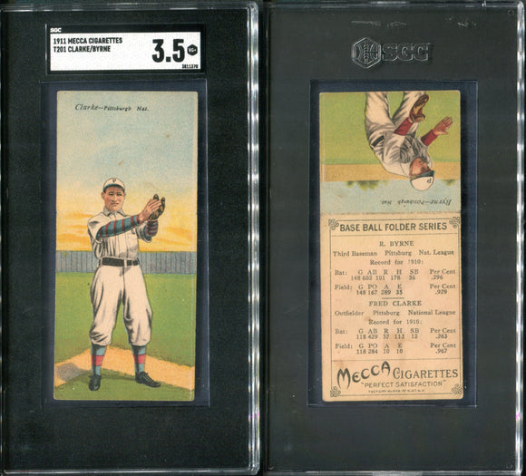 SGC 3.5 1911 Mecca Double Folders T201 #8 Fred Clarke Bobby Byrne POP4