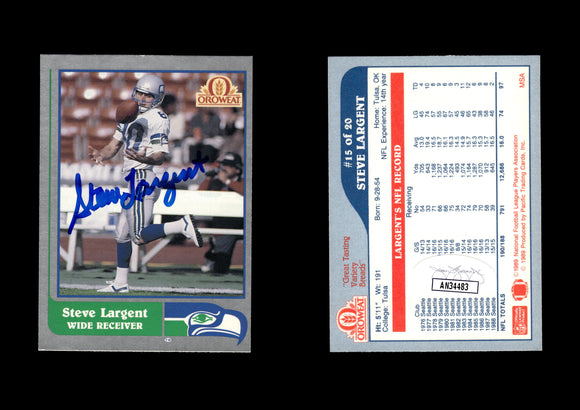 Steve Largent 1989 Seahawks Oroweat #15 Autographed Card Seattle Seahawks JSA #2