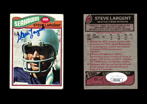 Steve Largent 1977 Topps #177 RC Autographed Card Seattle Seahawks JSA #36