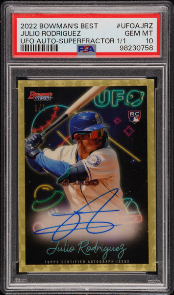 【超希少_PSA10】Julio Rodriguez_RCカード_1桁シリアル PSA 10 2022 Bowman's Best UFO Autographs Superfractor Julio