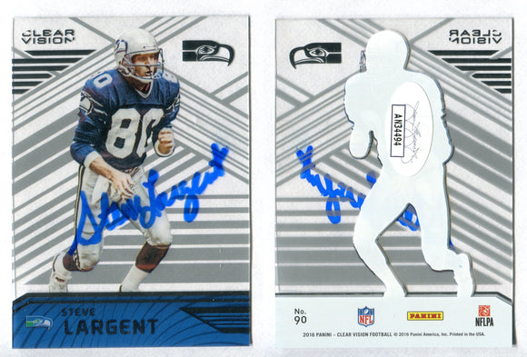 Steve Largent 2016 Panini Clear Vision #90 Autographed Card Seattle Seahawks JSA #41