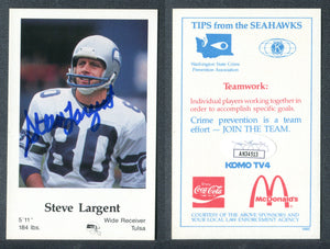 Steve Largent 1985 Seahawks Police #12 Autographed Card Seattle Seahawks JSA #43