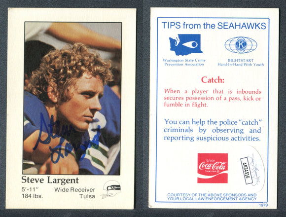 Steve Largent 1979 Seahawks Police #7  Autographed Card Seattle Seahawks JSA #46