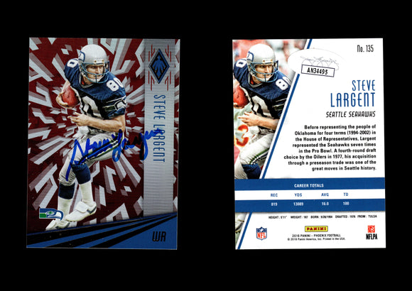 Steve Largent 2016 Panini Phoenix Red #135  Autographed Card Seattle Seahawks JSA #47