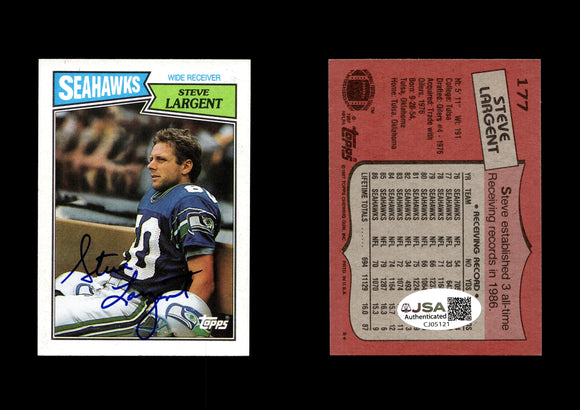 1987 Topps #177 Steve Largent Autographed Card Seattle Seahawks JSA #48