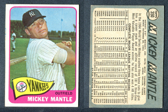 1965 Topps #350 Mickey Mantle (EX - Excellent)