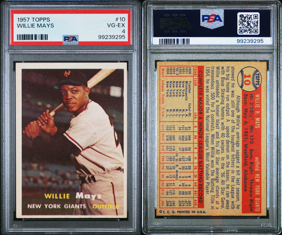 PSA 4 1957 Topps #10 Willie Mays New York Giants