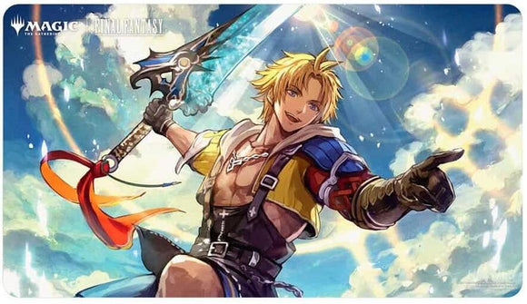 MTG UltraPro Playmat: Universes Beyond: Final Fantasy Black Stitched Premium - Commander Tidus, Yuna's Guardian