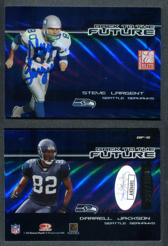 Steve Largent 2005 Donruss Elite Back to the Future Blue #BF5 227/500 Autographed Card Seattle Seahawks JSA #7