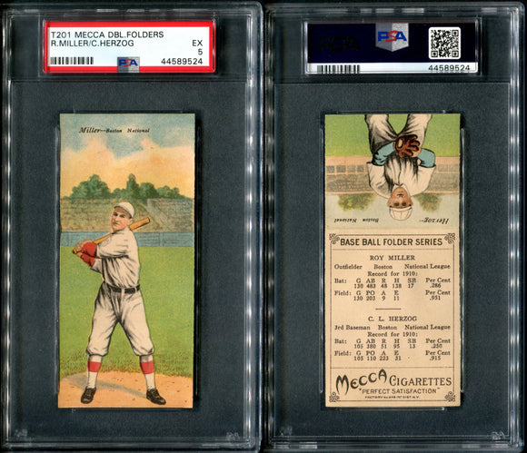 PSA 5 1911 Mecca Double Folders T201 #39 Dots Miller Buck Herzog POP32