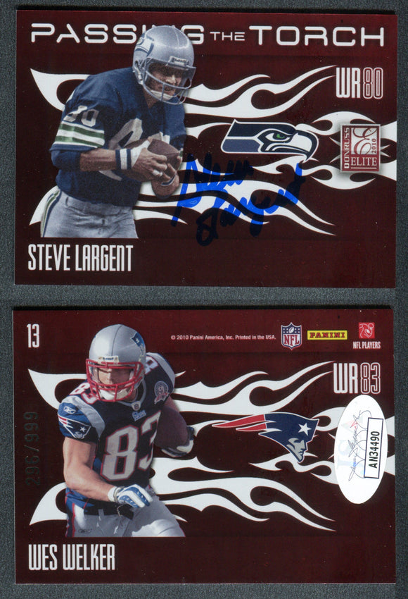 Steve Largent 2010 Donruss Elite Passing the Torch Red #13 296/999 Autographed Card Seattle Seahawks JSA #8