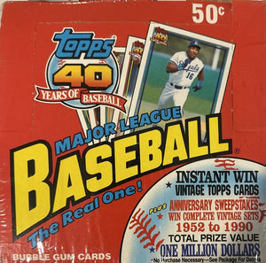 1991 Topps Baseball Jumbo/Cello Box