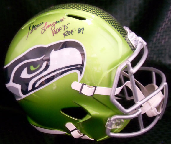 JSA Steve Largent Autographed Signed Inscribed Seattle Seahawks Riddell Green Flash Full Size Replica Helmet